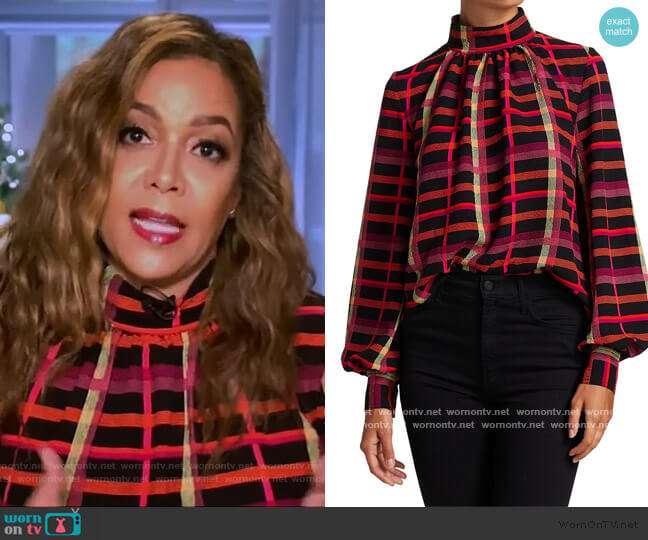 Stine Goya Eddy Puff-Sleeve Check Blouse worn by Sunny Hostin on The View