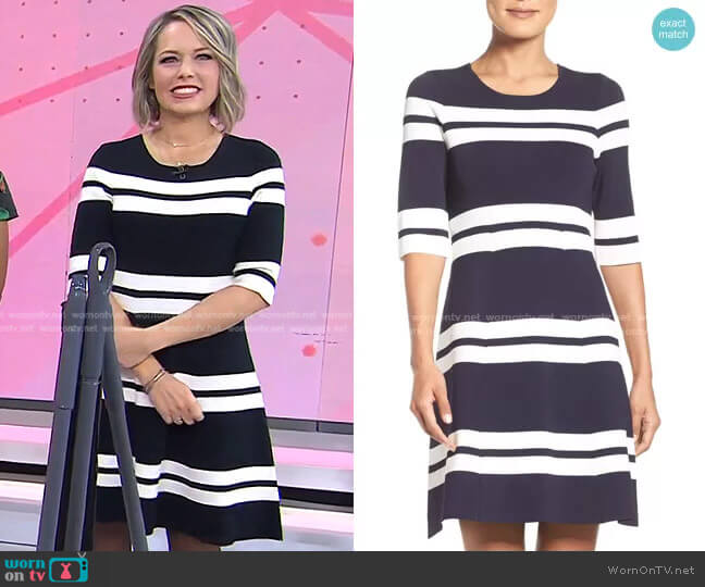Eliza J Stripe Stretch Knit Fit & Flare Dress worn by Dylan Dreyer on Today