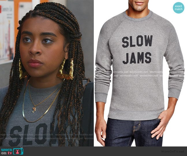 Sub_Urban Riot Slow Jams Sweatshirt worn by Aisha (Alycia Pascual-Pena) on Saved By The Bell