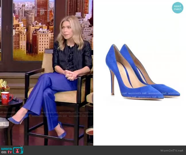 by Gianvito Rossi Suede Pumps worn by Kelly Ripa on Live with Kelly and Mark