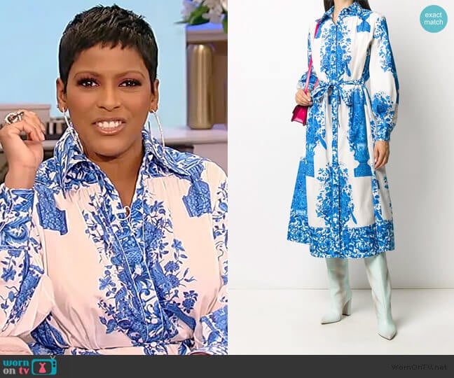 Valentino floral-print shirt dress worn by Tamron Hall on Tamron Hall Show