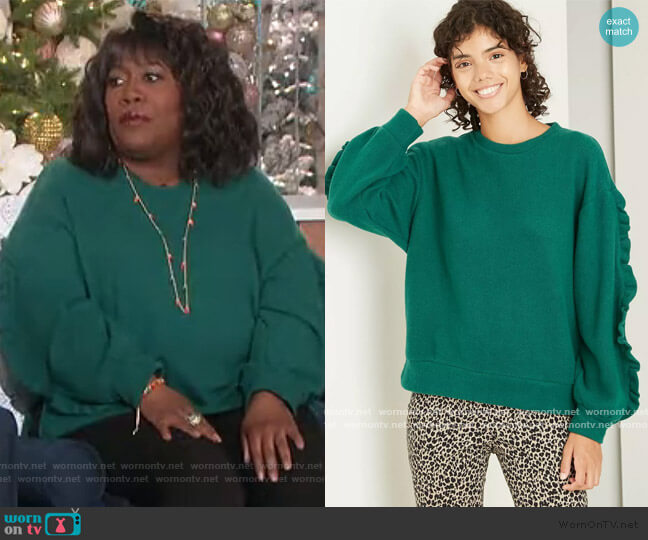 A New Day Ruffle Sleeve Sweatshirt worn by Sheryl Underwood on The Talk
