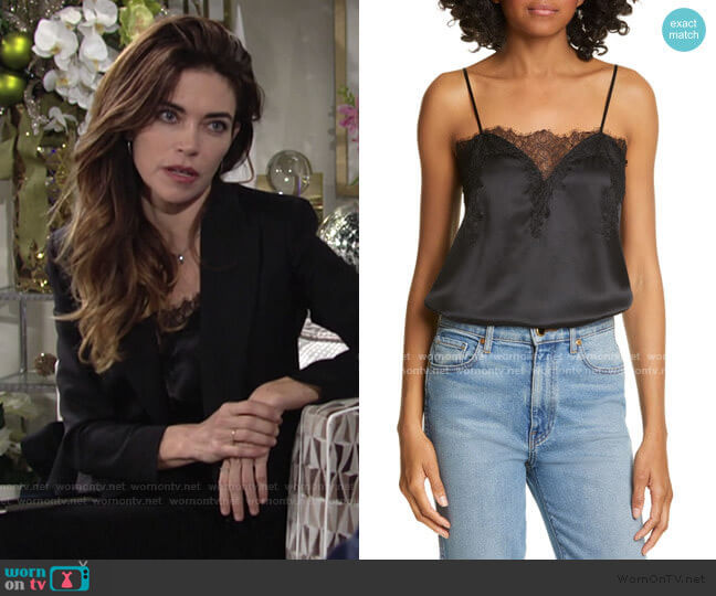 Cami NYC The Sweetheart Silk Charmeuse Camisole worn by Victoria Newman (Amelia Heinle) on The Young and the Restless