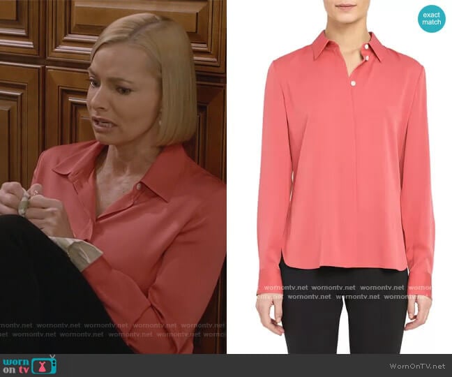 Theory Stretch Silk Classic Fitted Shirt worn by Jill Kendall (Jaime Pressly) on Mom
