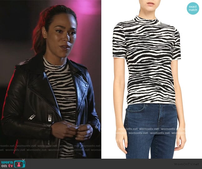 Theory Zebra Wool-Blend Tee worn by Emily Lopez (Jessica Camacho) on All Rise