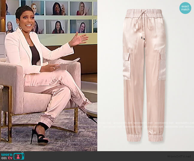 Tom Ford Silk-satin track pants worn by Tamron Hall on Tamron Hall Show