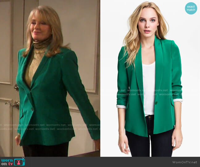 Truth and Pride Silk Shawl Collar Blazer worn by Marlena Evans (Deidre Hall) on Days of our Lives