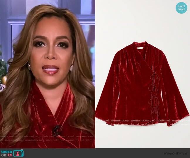 Usisi Sister Roya velvet wrap top worn by Sunny Hostin on The View