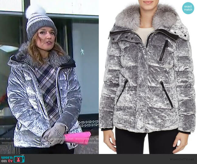 Andrew Marc Vara Velvet Down Coat worn by Savannah Guthrie on Today