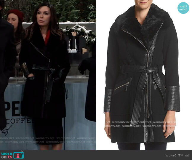 Via Spiga Kate Mid-Length Belted Wool Assymetric Zip Front Coat worn by Anna Devane (Finola Hughes) on General Hospital