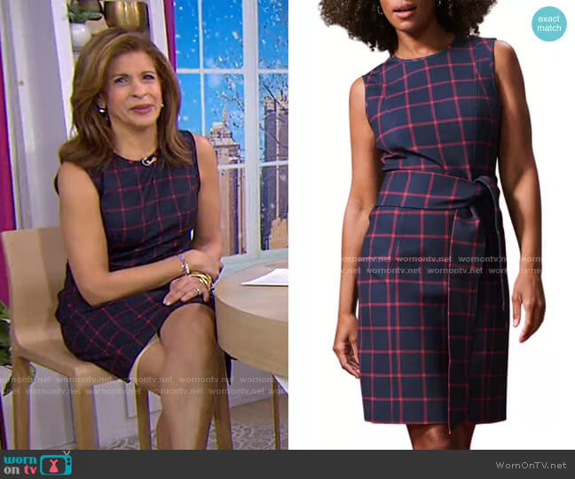 Toccin Windowpane Tie-Front Sheath Dress worn by Hoda Kotb on Today