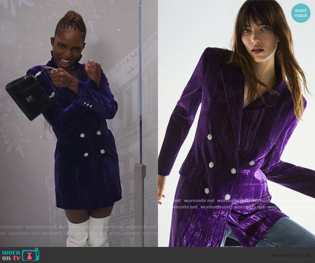 Zara Velvet Blazer Dress worn by Vanessa Johnson (Samantha Marie Ware) on All Rise