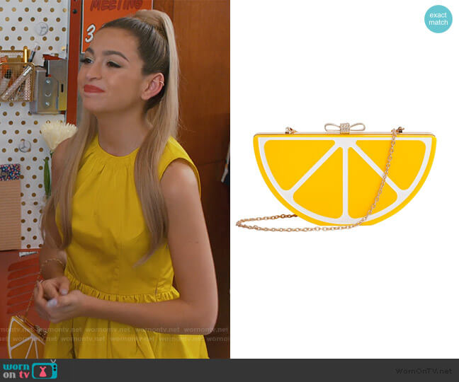 Zarapack Fruit Shape Perspex Box Clutch Evening Handbag worn by Lexi (Josie Totah) on Saved By The Bell