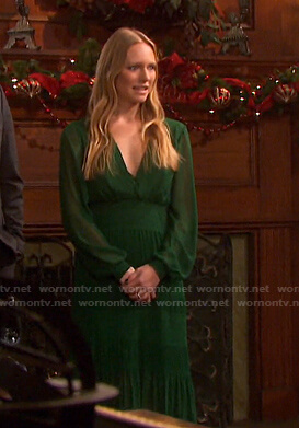 Abigail’s green smocked midi dress on Days of our Lives