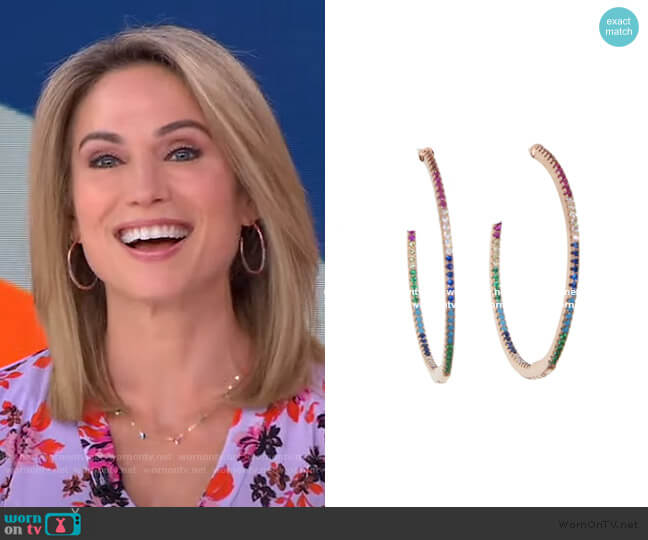 Accessory Concierge Pave Rainbow Hoops worn by Amy Robach on Good Morning America