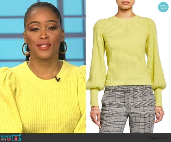 A.L.C. Eliana Crewneck Bishop-Sleeve Sweater worn by Eve on The Talk
