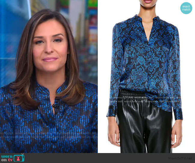 Alice + Olivia Amos Printed Textured Top worn by Mary Bruce on Good Morning America