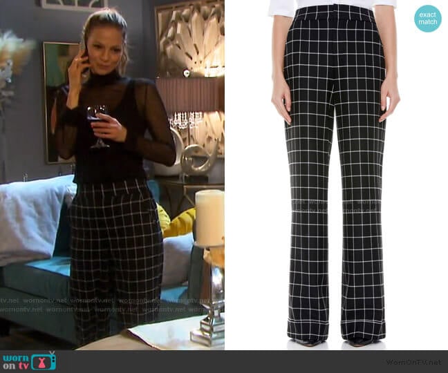 Alice + Olivia Dylan Check Trousers worn by Ava Vitali (Tamara Braun ) on Days of our Lives
