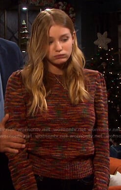 Allie’s multicolor puff sleeve sweater on Days of our Lives