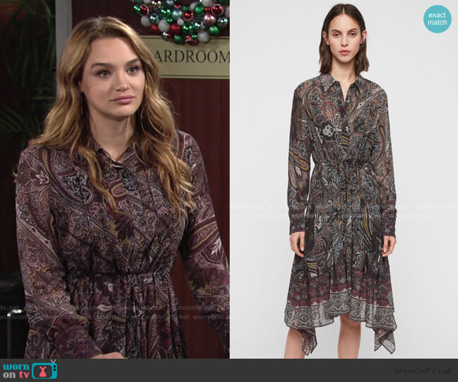 All Saints Izzy Dress worn by Summer Newman (Hunter King) on The Young and the Restless
