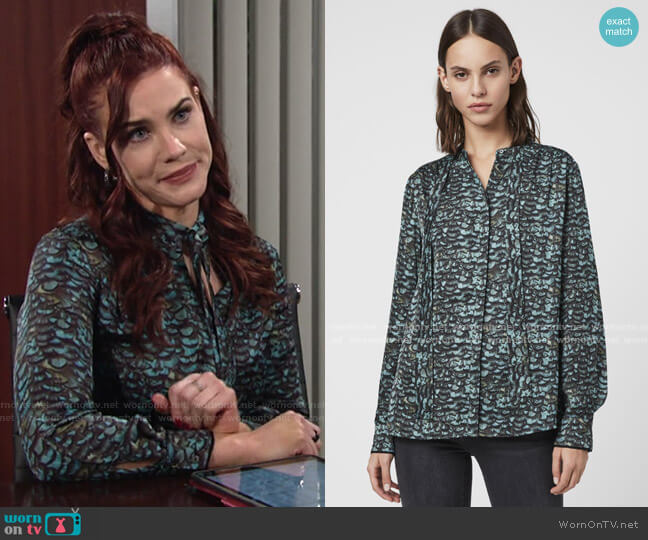 All Saints Toni Plume Shirt worn by Sally Spectra (Courtney Hope) on The Young and the Restless