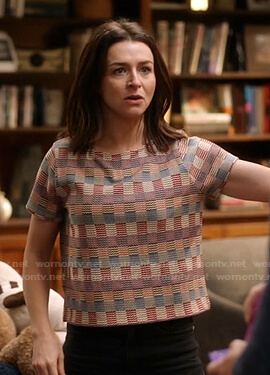 Amelia’s checked short sleeve top on Greys Anatomy