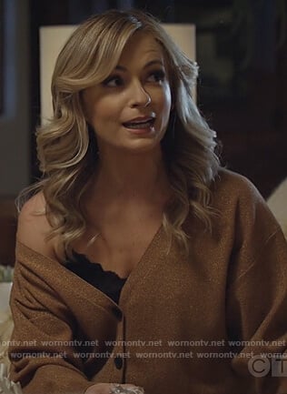 Amy’s brown metallic cardigan and pants on All Rise