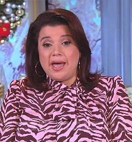 Ana’s pink zebra stripe tie neck blouse on The View