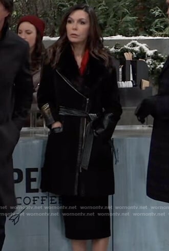 Anna’s black belted fur coat on General Hospital