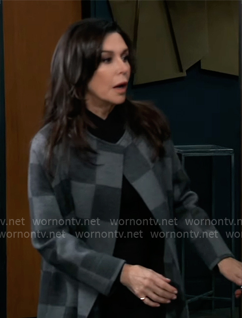 Anna’s gray check coat on General Hospital