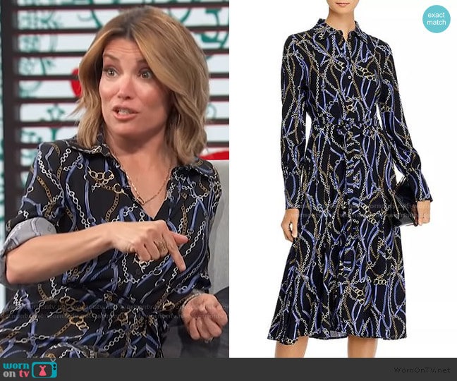 Aqua Printed Shirtdress worn by Kit Hoover on Access Hollywood