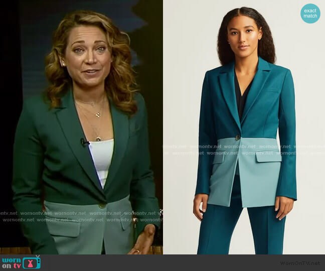 Argent Colorblocked Single Button Blazer worn by Ginger Zee on Good Morning America