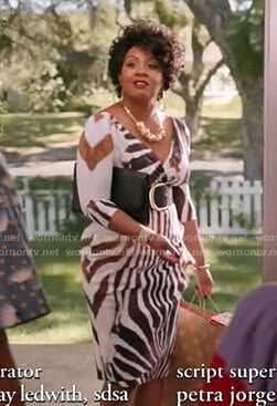 Aunt Denise’s animal print v-neck dress on Black-ish
