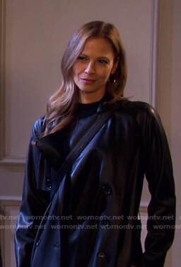 Ava’s black leather trench coat on Days of our Lives