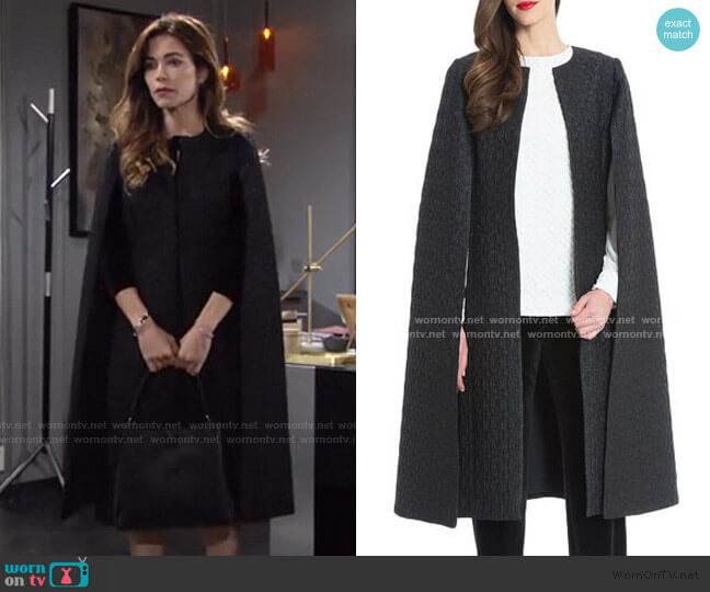 Badgley Mischka Cape Jacquard Jacket worn by Victoria Newman (Amelia Heinle) on The Young and the Restless