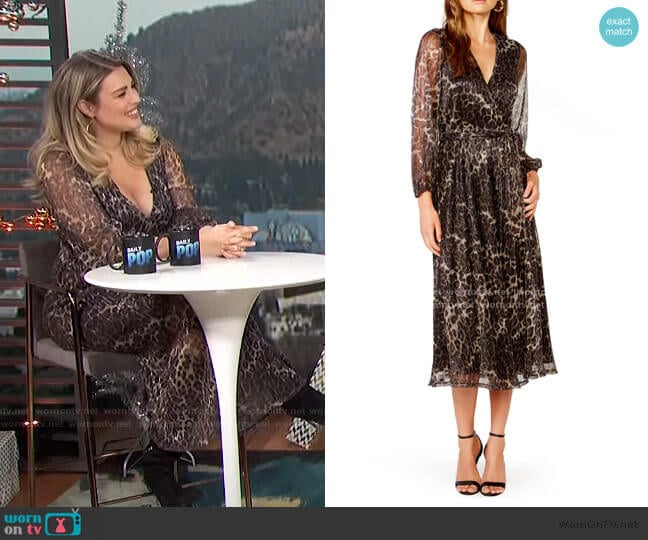 Bardot Metallic Stripe Leopard Plisse Midi Dress worn by Carissa Loethen Culiner on E! News