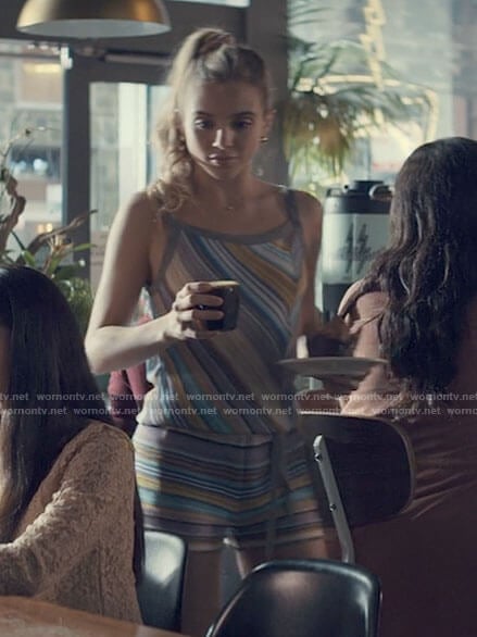 Bette’s striped romper on Tiny Pretty Things