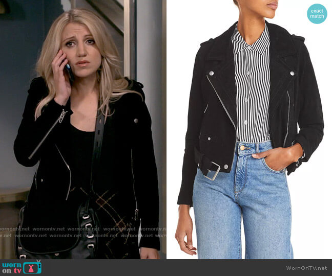 Blank NYC Suede Moto Jacket worn by Gina Dabrowski (Annaleigh Ashford) on B Positive