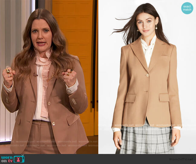 Brooks Brothers Camel Hair Jacket worn by Drew Barrymore on The Drew Barrymore Show