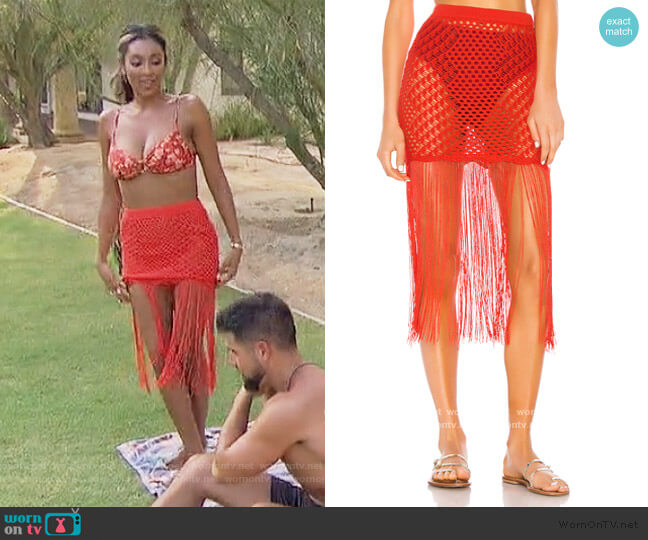 Camila Coelho Ipanema Crochet Skirt worn by Tayshia Adams on The Bachelorette