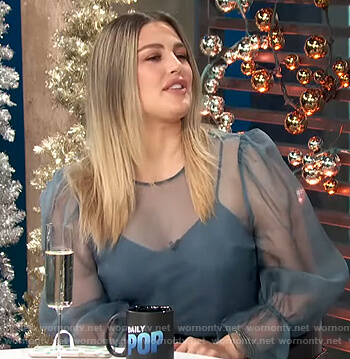 Carissa’s blue mesh top on E! News Daily Pop