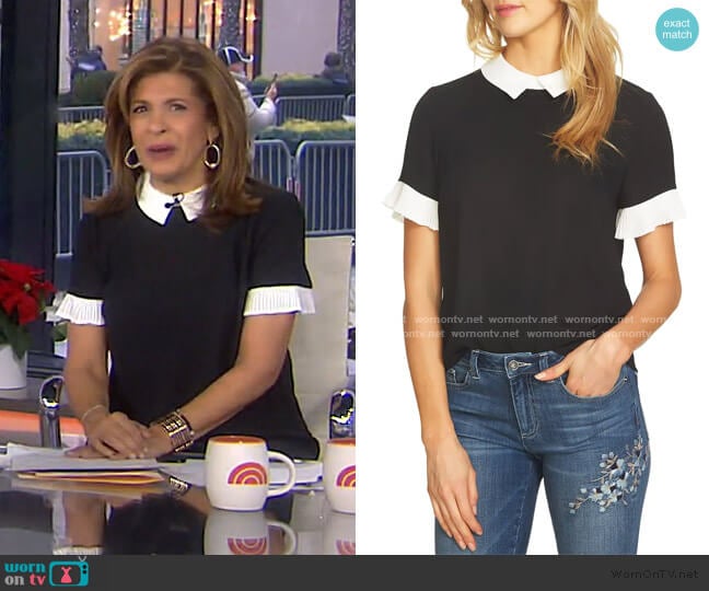 Cece Pleat Sleeve Collared Crepe Blouse worn by Hoda Kotb on Today