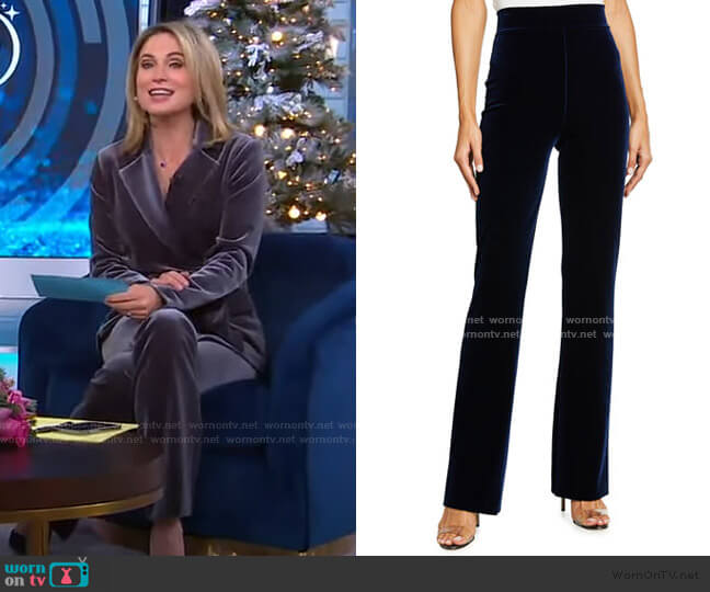 Chiara Boni La Petite Robe Venusette Velvet Flare-Leg Pants worn by Amy Robach on Good Morning America