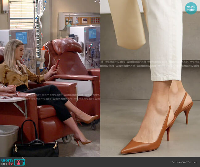 Christian Louboutin Clare Slingback Pumps in Cafe Creme worn by Samantha (Briga Heelan) on B Positive
