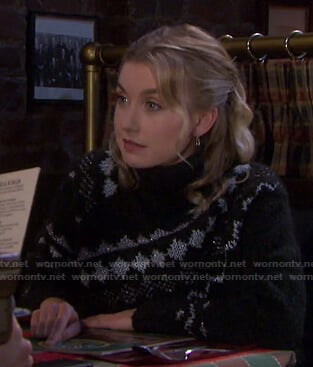 Claire’s black fair isle turtleneck sweater on Days of our Lives