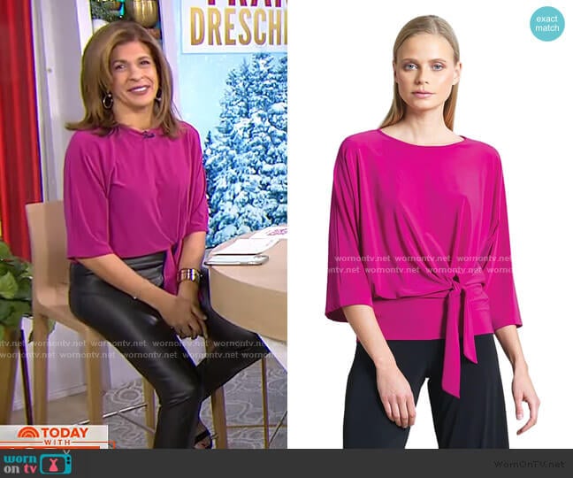 Clara Sunwoo Side Tie 3/4 Length Sleeve Top worn by Hoda Kotb on Today