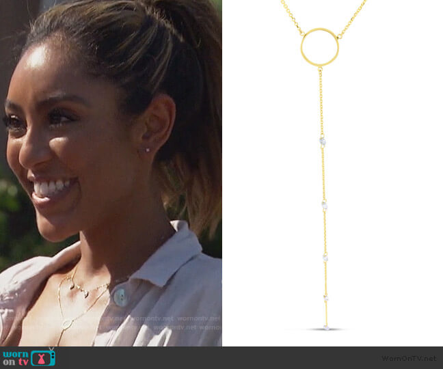 Brevani Dashing Diamond Circle Lariat Necklace worn by Tayshia Adams on The Bachelorette