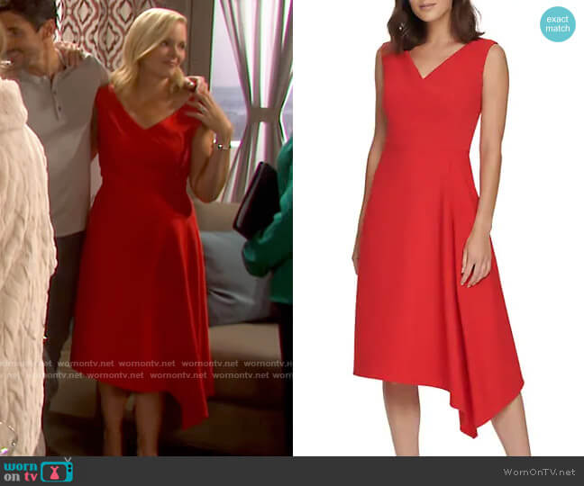Donna Karan New York V-Neck Asymmetric Hem Dress worn by Belle Brady (Martha Madison) on Days of our Lives