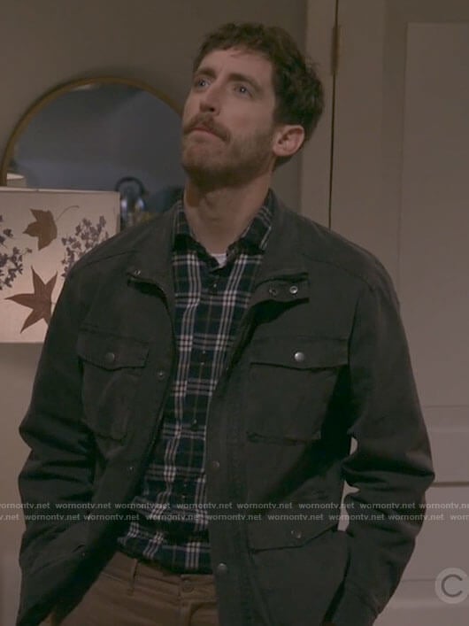 Drew’s grey field jacket on B Positive
