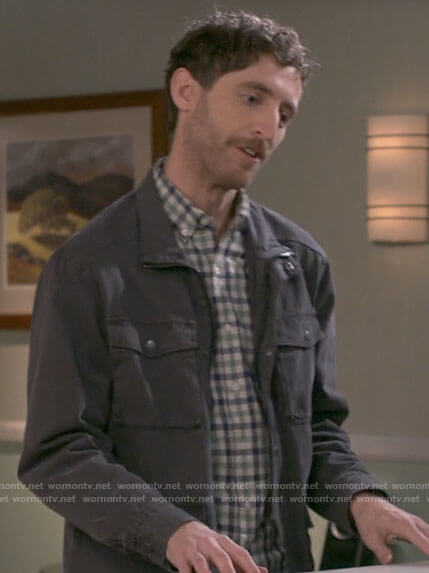 Drew’s grey field jacket on B Positive